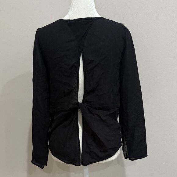 Zara Basic Sheer Black Long Sleeve Top with Back Cutout Size XS - Picture 1 of 3